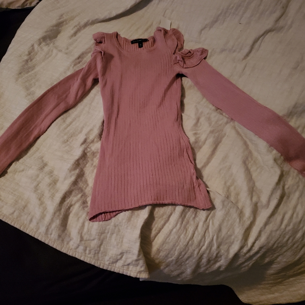 FREE Long sleeve cold shoulder mauve top